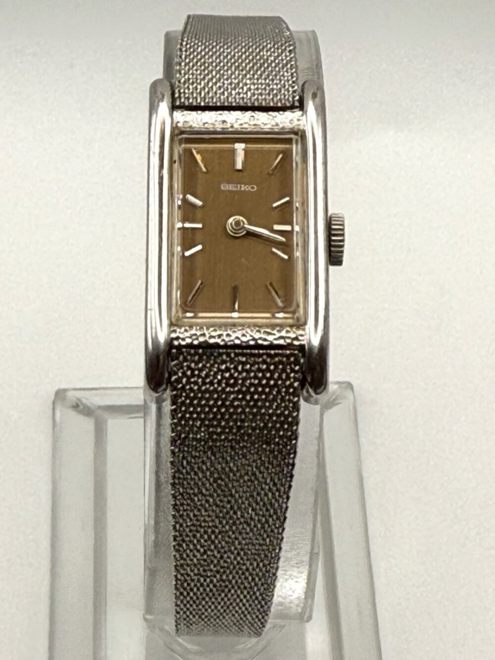 Vintage 70's Seiko Ladies Watch Mechanical Wind Up Rectangular Working